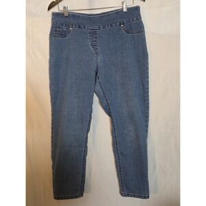Westbound Jeans Womens Elastic Waist  Studded Back Pockets  , Blue Size 14 Short
